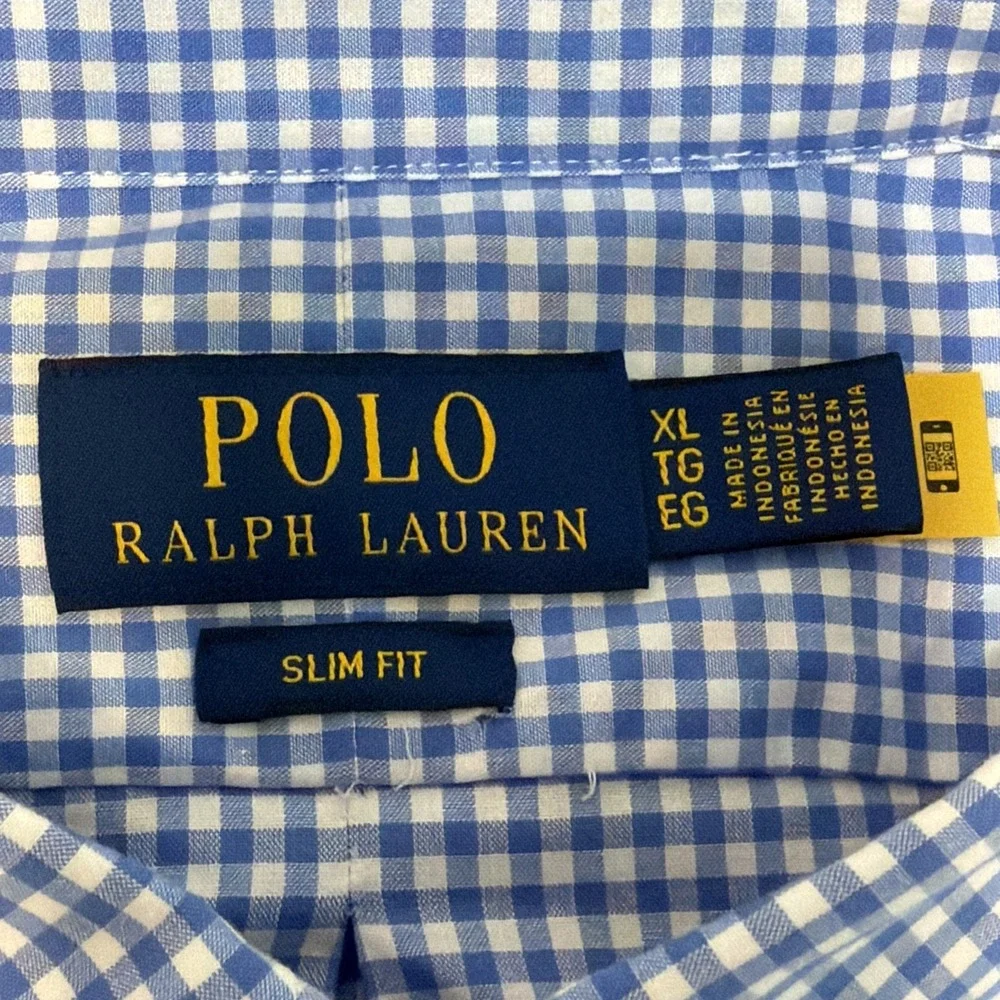 Polo Ralph Lauren Men's Slim Fit Blue Plaid Performance Shirt Size XL